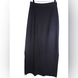 Collection B Classic Vtg Black Maxi Skirt Wool Blend Slits On Side Size M Party